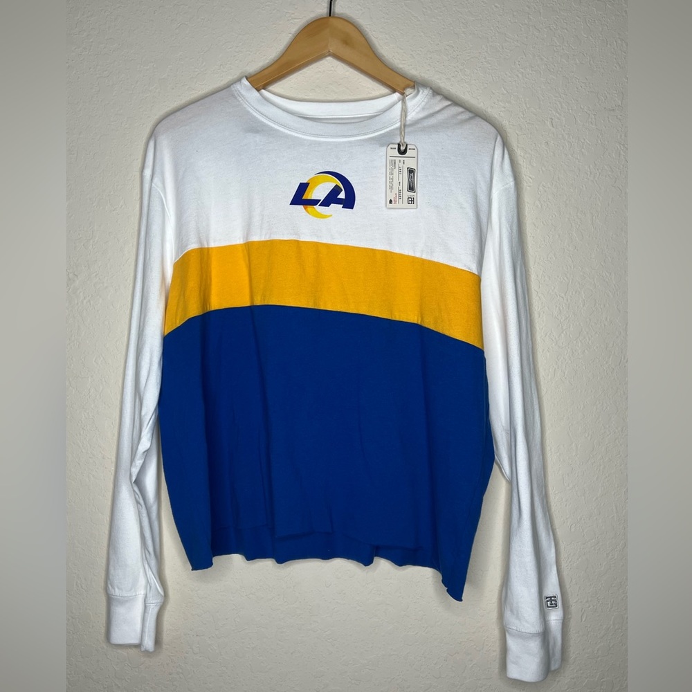 Tailgate LA Rams NFL Shirt Womens Size Large Blue Yellow White Long Sleeve NWT
